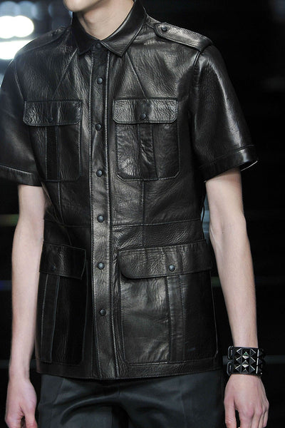 2011 Short-Sleeve Tailored Military Jacket with Metal Details
