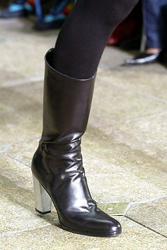 2003 Calf Leather Fitted Mid Platform Boots with Metal Heel