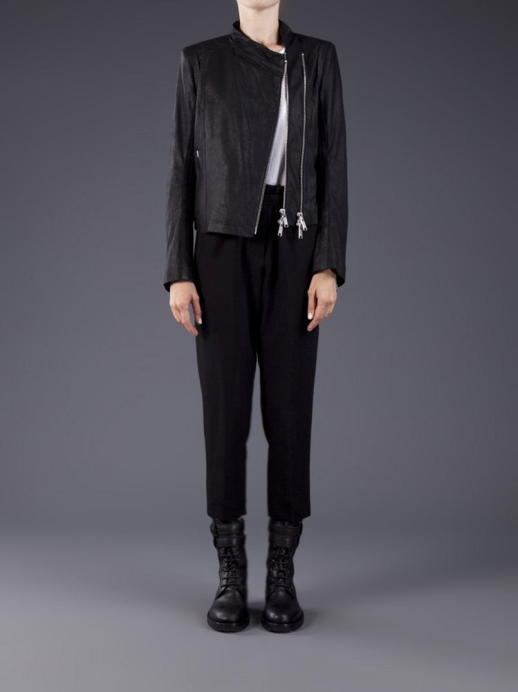 2012 Nubuck Leather 'Angelina' Biker Jacket with Double Zipper