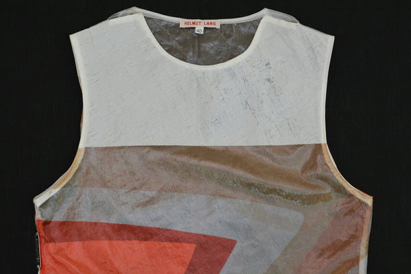 1995 Transparent Plastic Sleeveless Top with Abstract Print