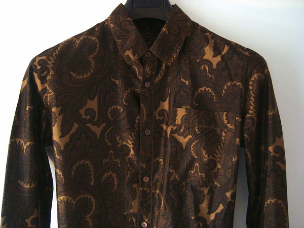2008 Silk 'Cigar Paisley' Shirt in Gold/Burnt Orange