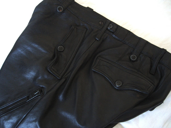 2011 Washed Leather Biker Trousers