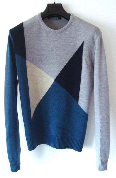 2000 Merino Wool Sweater with Asymmetric Geometrical Pattern
