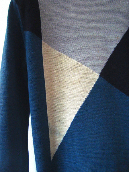 2000 Merino Wool Sweater with Asymmetric Geometrical Pattern