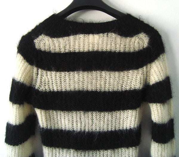 2011 Mohair-blend Striped Sweater with Frayed Details