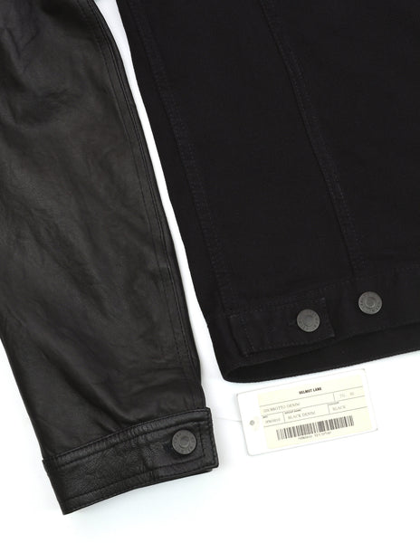 2004 Heavy Overdyed Denim Slim Classic 2-Pocket Jacket with Leather Sleeves
