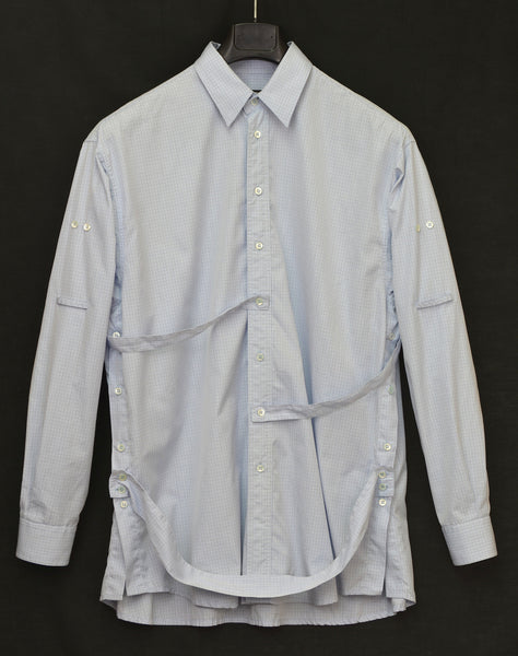 2003 Check Cotton Oversized Bondage Shirt with Buttoned Sides