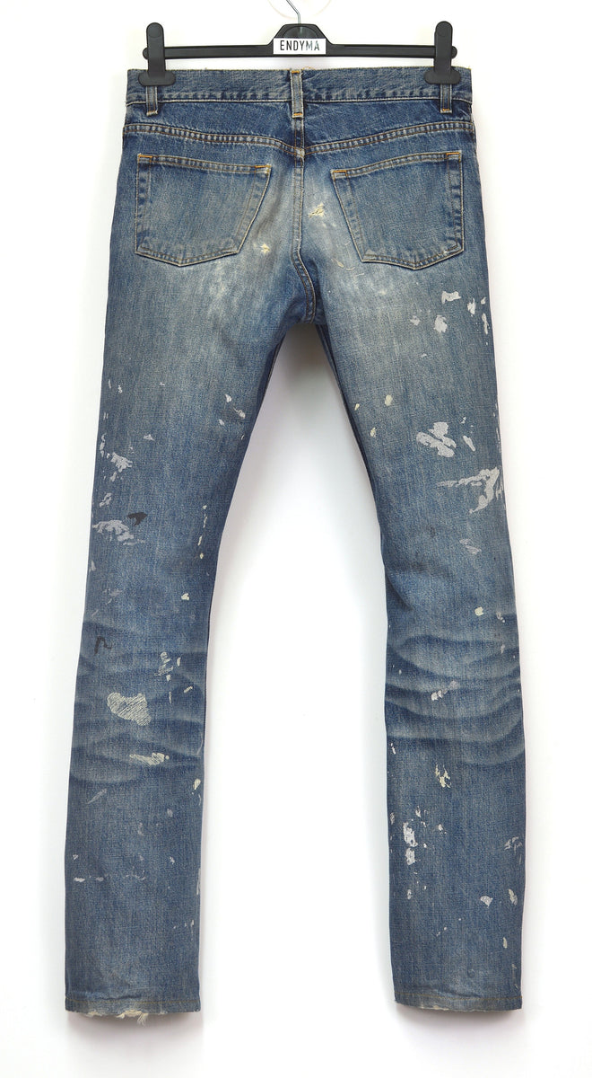 Helmut Lang 1998 Vintage Sanded Denim Painter Jeans (Stained Wash