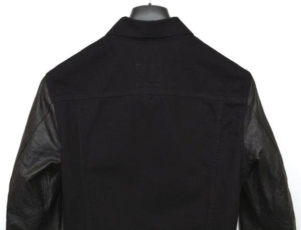 2004 Heavy Overdyed Denim Slim Classic 2-Pocket Jacket with Leather Sleeves