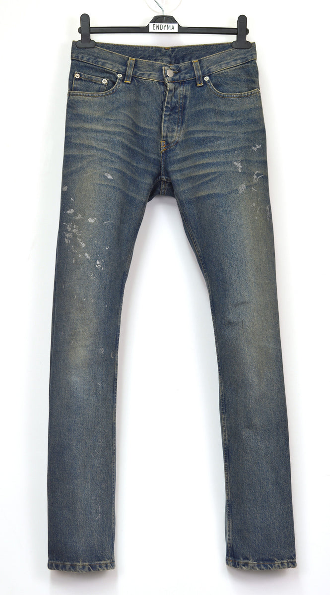 Helmut Lang 2000 Vintage Sanded Denim Painter Jeans (Dark ...