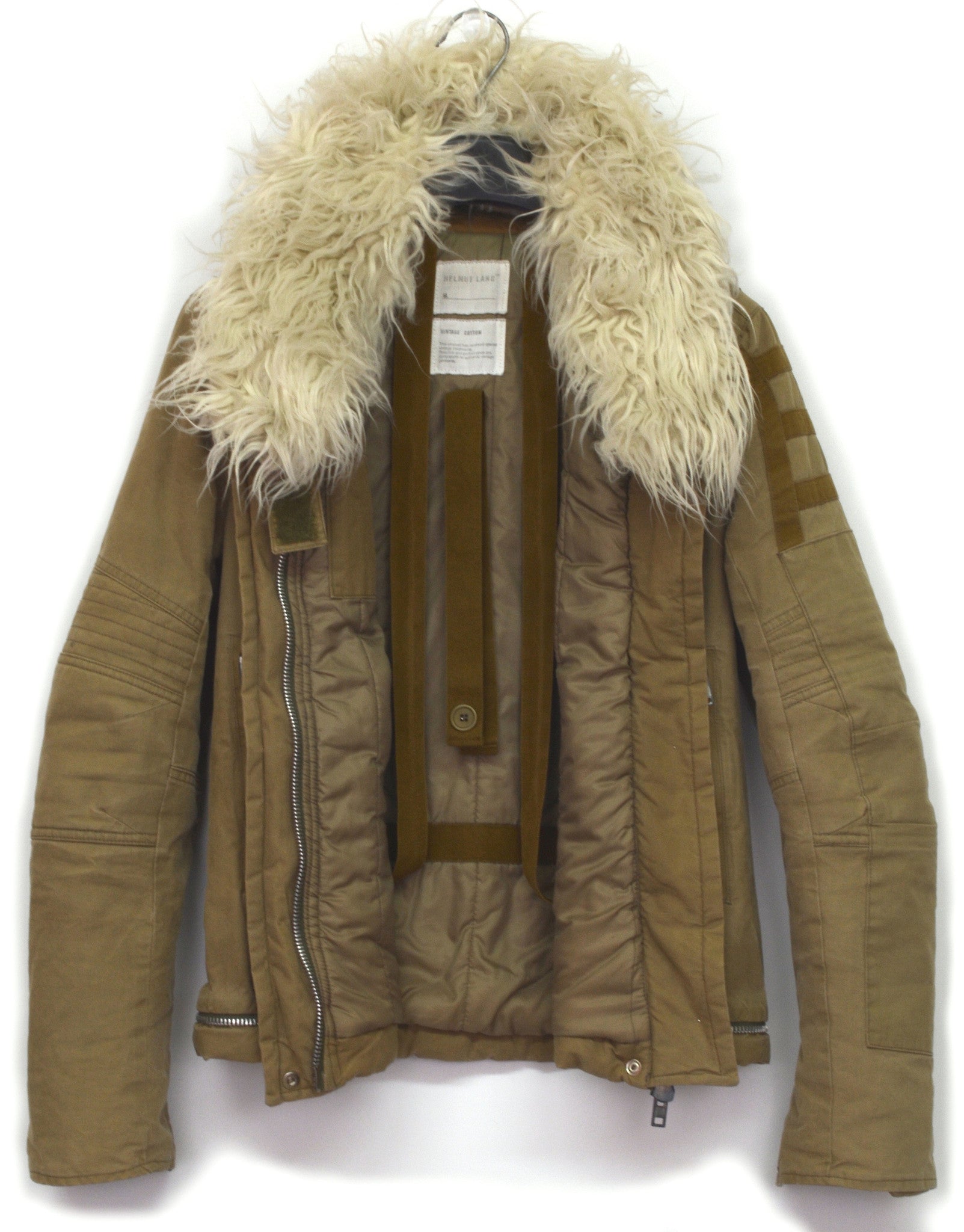 Helmut Lang 1999 Resinated Cotton Padded Biker Parka with Bondage