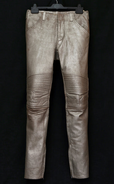 1999 Platinum-Printed Lamb Leather Biker Trousers