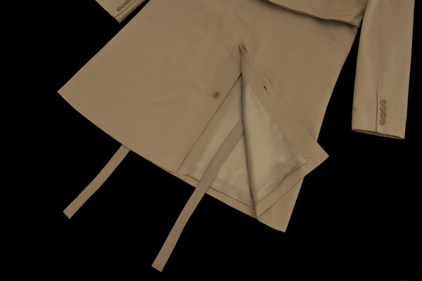 2000 Darted Shoulder Military Raincoat with Leather Details and Belt