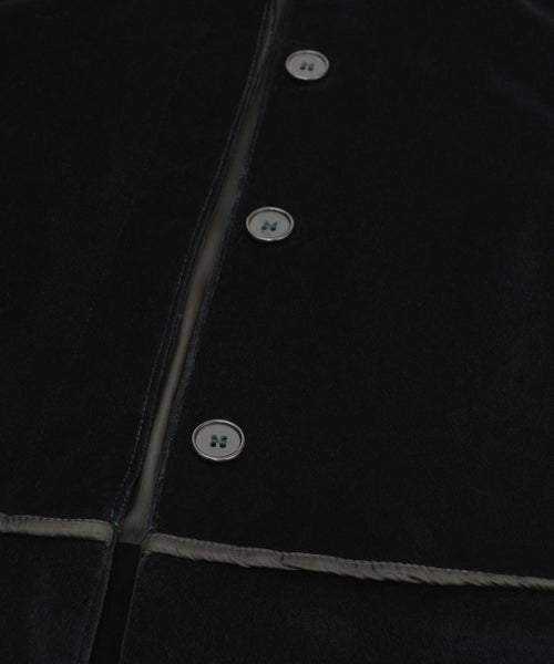 1997 Velvet Denim-Style Coat with Sateen Binding Details