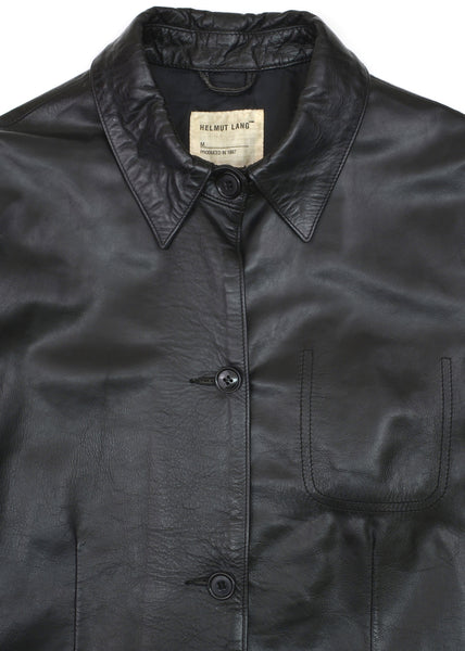 1997 Vintage Structured Leather Elongated Jacket