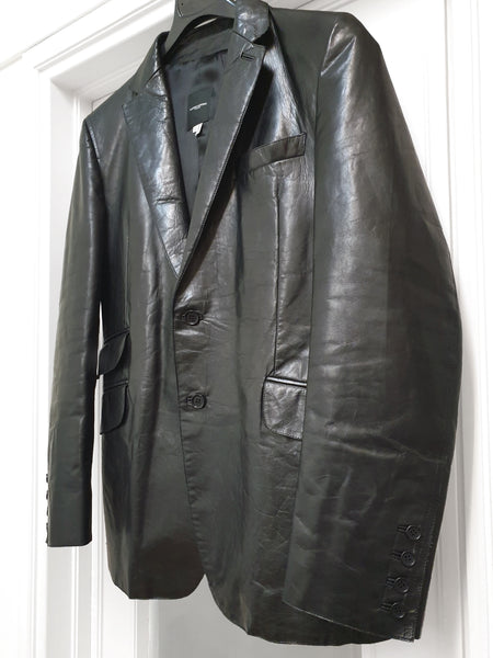 2000 Slanted Pocket Jacket in Structured Polished Calf Leather