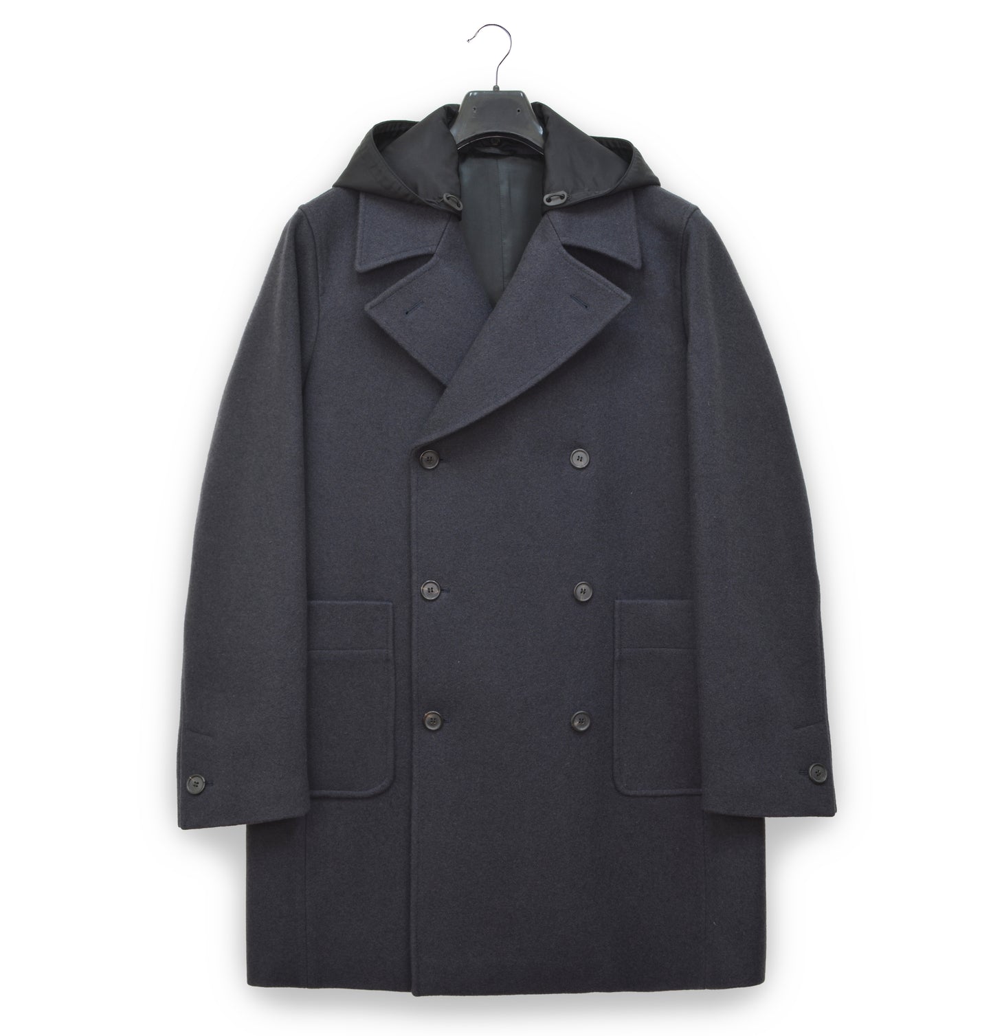 2005 Oversize Naval Coat in Sculptural Melton Wool with Detachable Nylon Hood