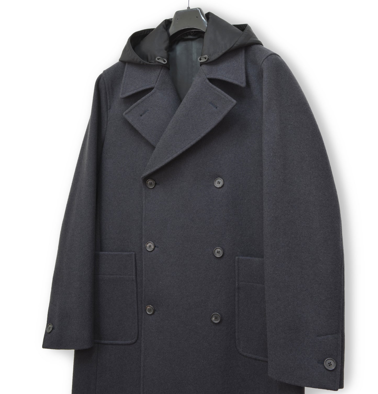 2005 Oversize Naval Coat in Sculptural Melton Wool with Detachable Nylon Hood
