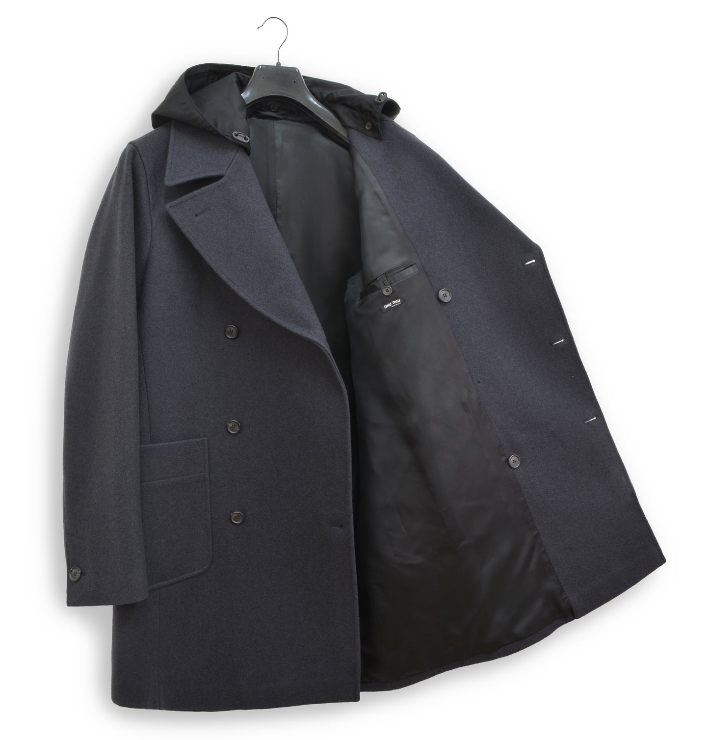 2005 Oversize Naval Coat in Sculptural Melton Wool with Detachable Nylon Hood