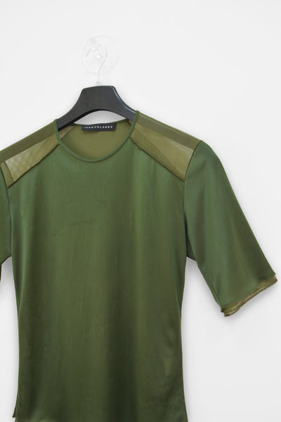 1990s Layered T-Shirt with Shoulder Panels in Extrafine Nylon and Mesh