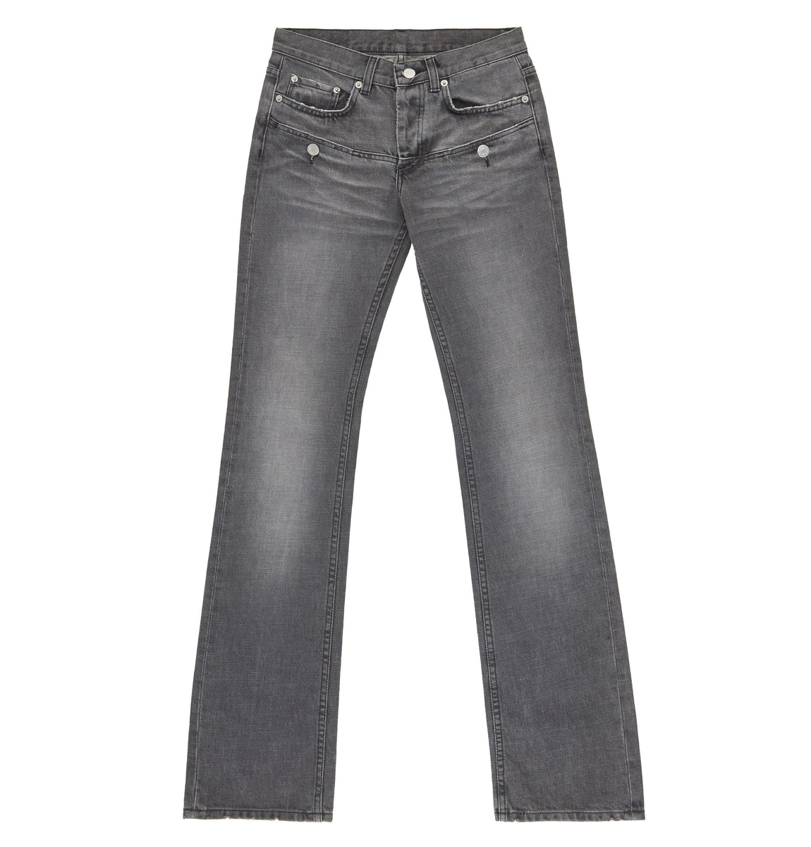 Helmut Lang 2004 Faded Black Denim Low Waist Boot Cut 7 Pocket Jeans –  ENDYMA