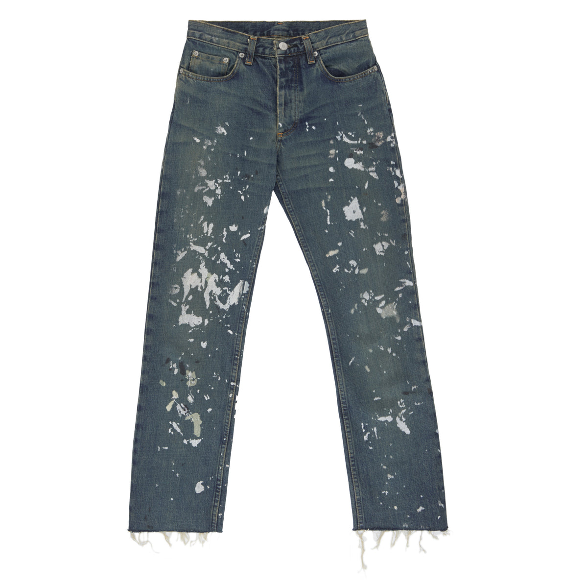 Helmut Lang 1998 Vintage Sanded Broken Denim Painter Jeans 