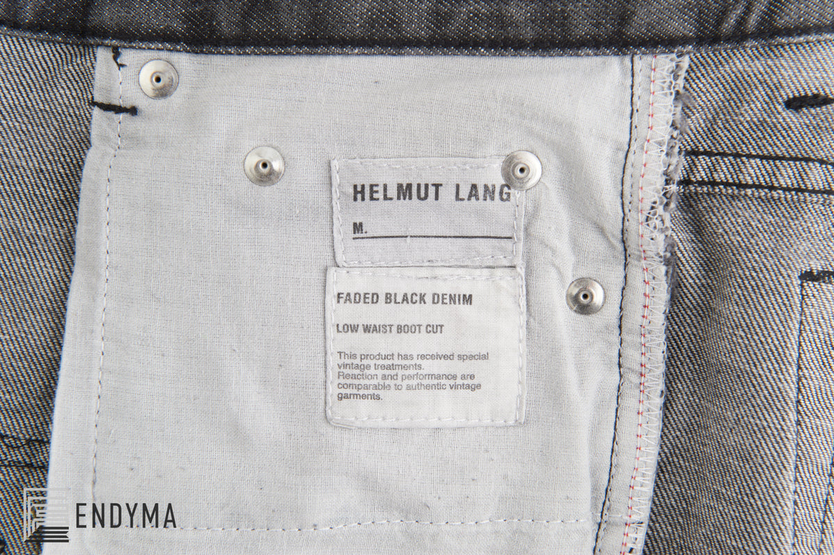 Helmut Lang 2004 Faded Black Denim Low Waist Boot Cut 7 Pocket