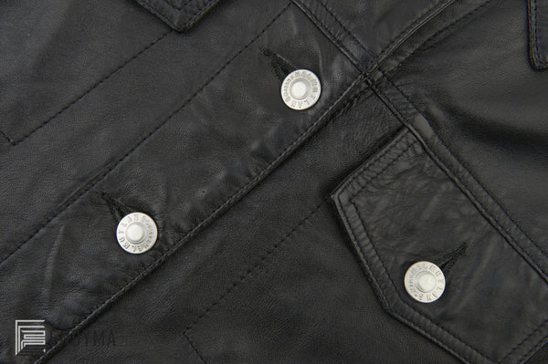 1997 Calf Leather Simple 2 Pocket Jacket with Waist Panel