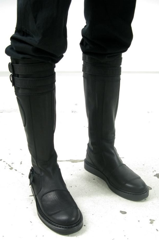 2011 Washed Calf Leather Biker Boots