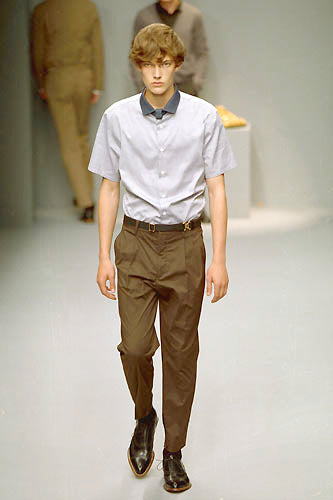 2001 Narrow Tailored Trousers in Compact Patterned Cotton