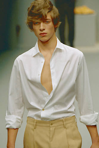 2001 Narrow Tailored Trousers in Compact Patterned Cotton