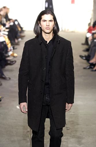 2002 Virgin Wool Coat with Leather-Trimmed Collar and Bondage Strap