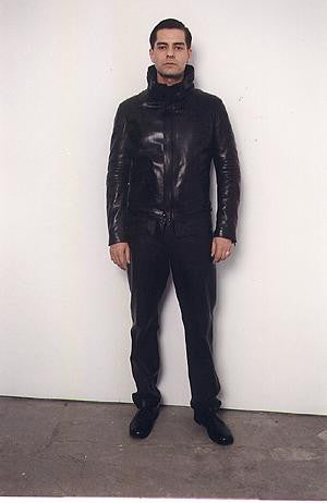 1999 Asymmetric Biker Jacket with Bondage Straps and Removable Collar Insert