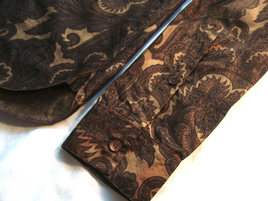 2008 Silk 'Cigar Paisley' Shirt in Gold/Burnt Orange