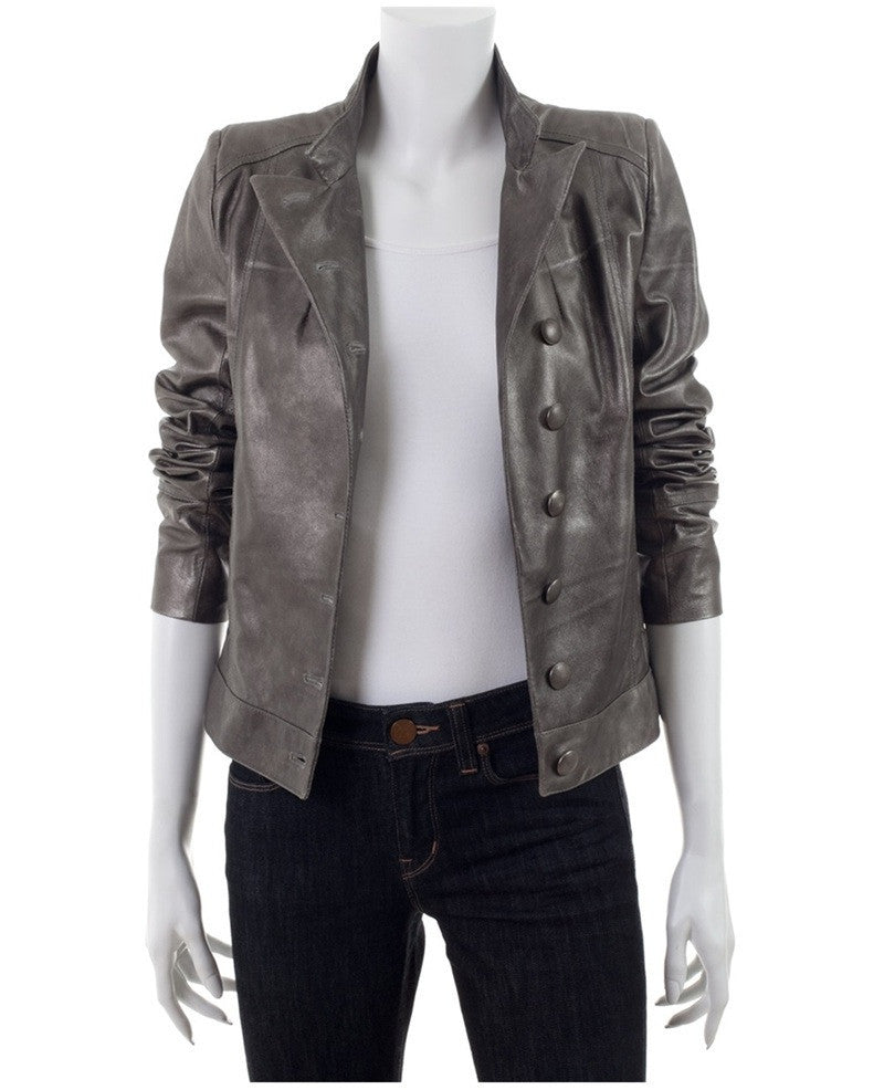 2002 Painted Leather Military Jacket