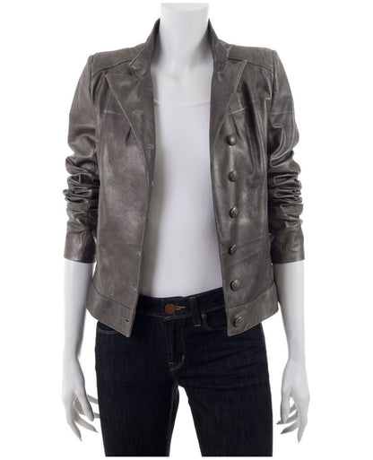 2002 Painted Leather Military Jacket