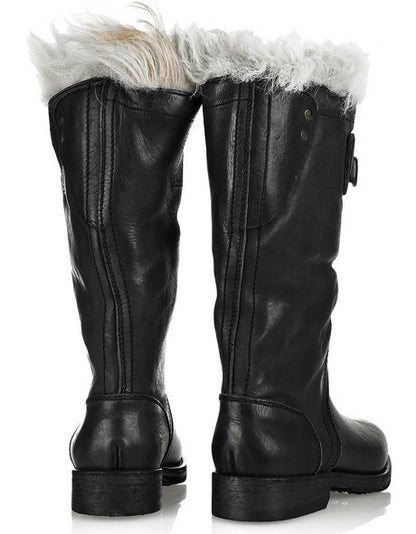 2010 Washed Leather 'Explorer' Boots with Sheep Fur Lining