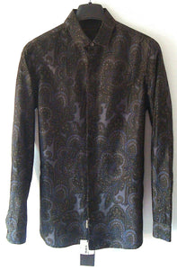 2008 Silk 'Cigar Paisley' Shirt in Blue/Moss Green