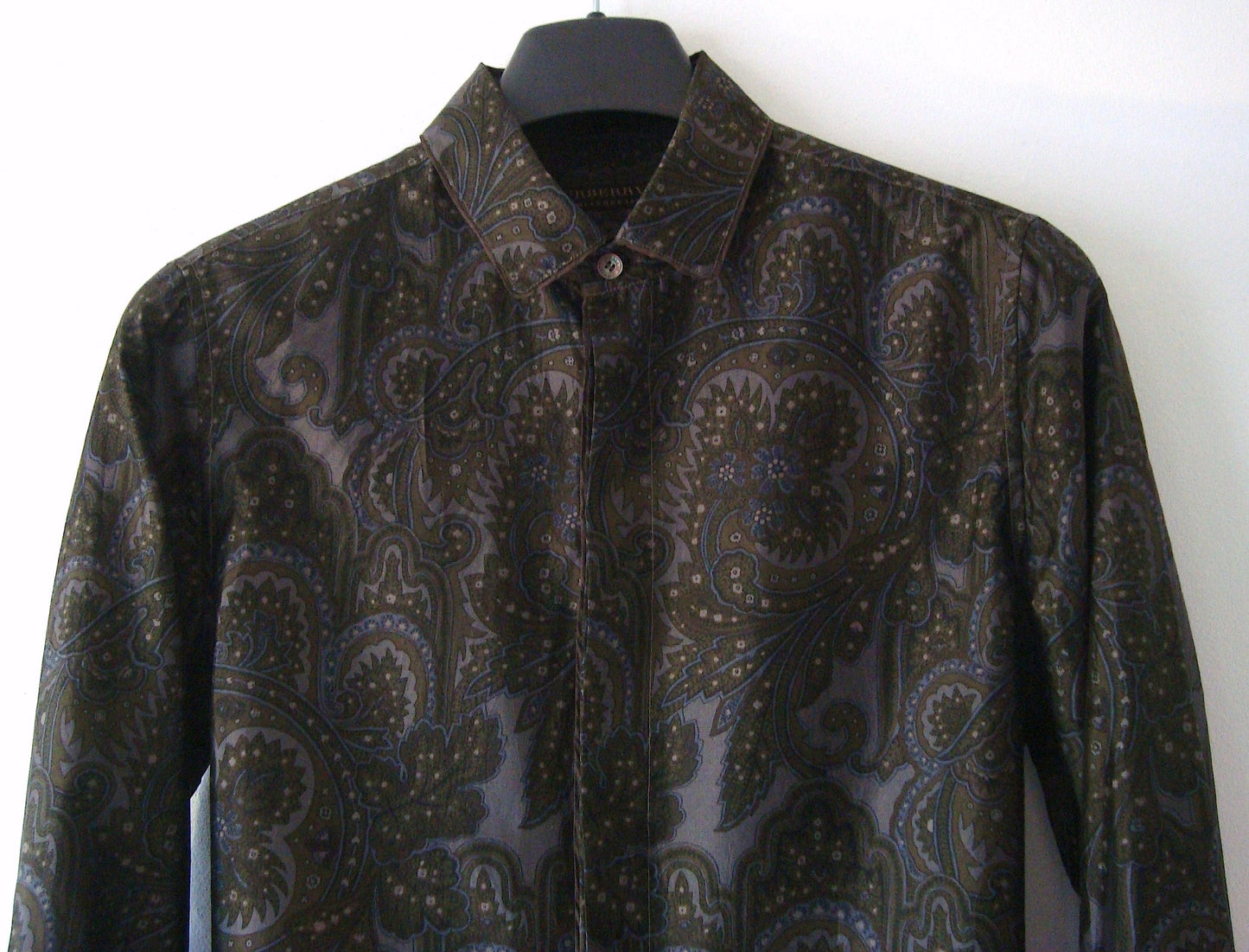 2008 Silk 'Cigar Paisley' Shirt in Blue/Moss Green