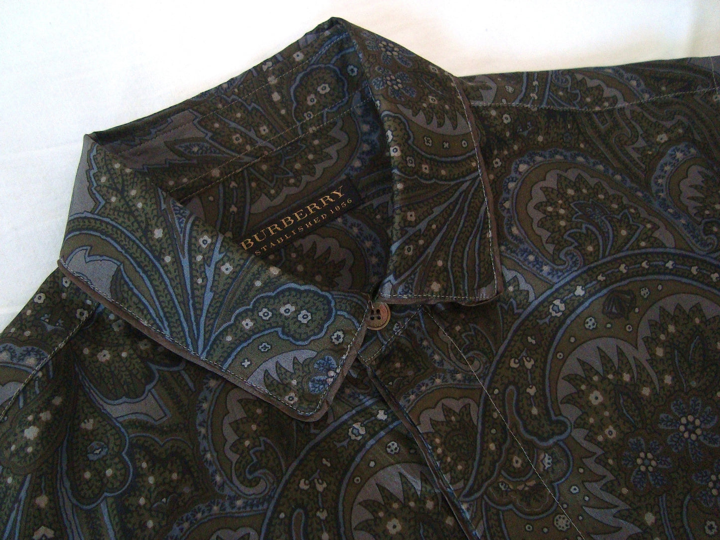 2008 Silk 'Cigar Paisley' Shirt in Blue/Moss Green