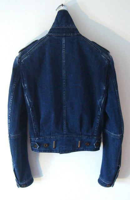 2011 Vintage Denim Military Jacket with Metal Details