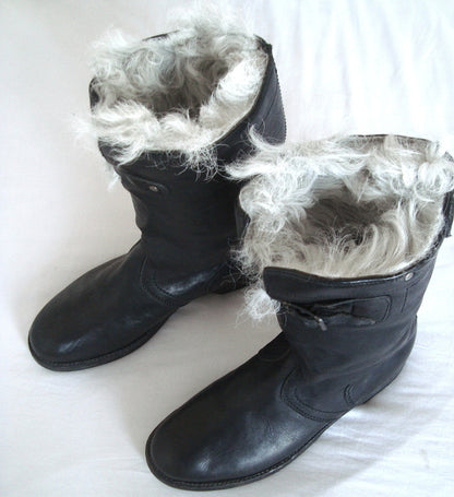 2010 Washed Leather 'Explorer' Boots with Sheep Fur Lining