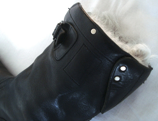 2010 Washed Leather 'Explorer' Boots with Sheep Fur Lining