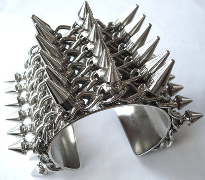 2011 Heavy Punk Bracelet with Spike Studs and Chains