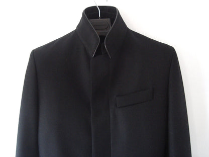 2002 Virgin Wool Coat with Leather-Trimmed Collar and Bondage Strap