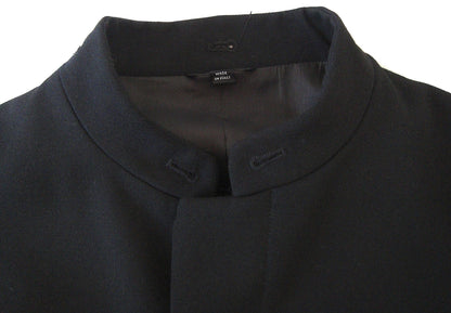 2002 Virgin Wool Coat with Leather-Trimmed Collar and Bondage Strap