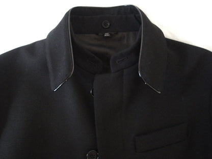 2002 Virgin Wool Coat with Leather-Trimmed Collar and Bondage Strap