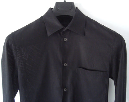 2005 Fine Transparent Stripe Cotton Slim Shirt with French Cuffs