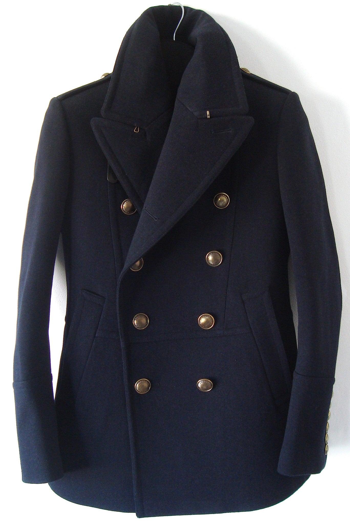 Burberry Prorsum 2010 Wool Felt Military Peacoat with Leather