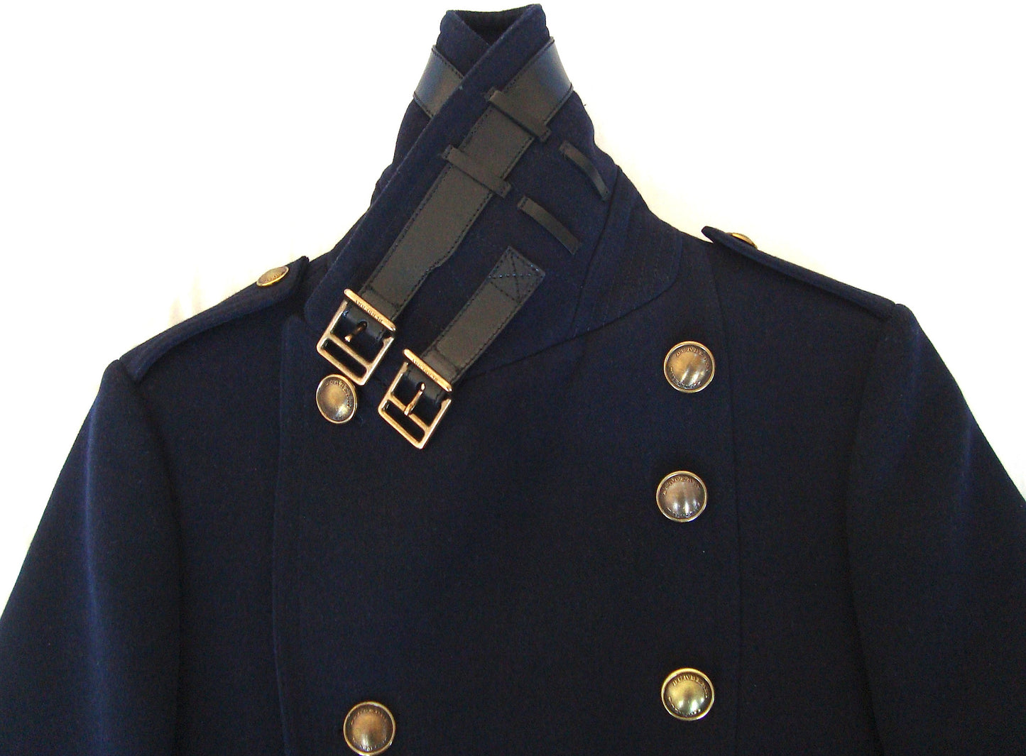 2010 Wool Felt Military Peacoat with Leather Trims